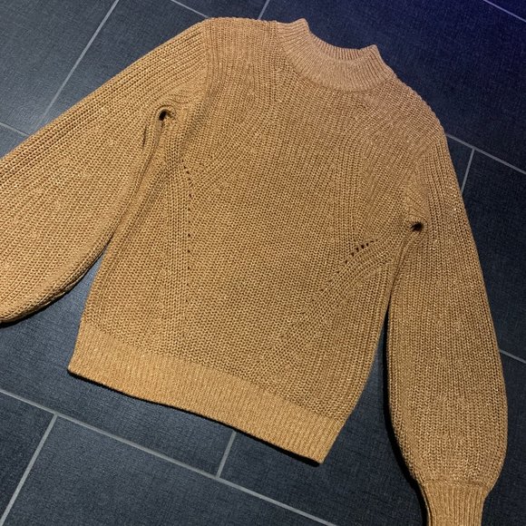 H&M Wide Sleeve Metallic Camel Knit Sweater - Picture 5 of 11